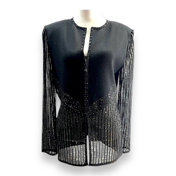 ST JOHN COUTURE By Marie Gray Evening Beaded Top Round Neckline Zipper Front 6 - Picture 3 of 15